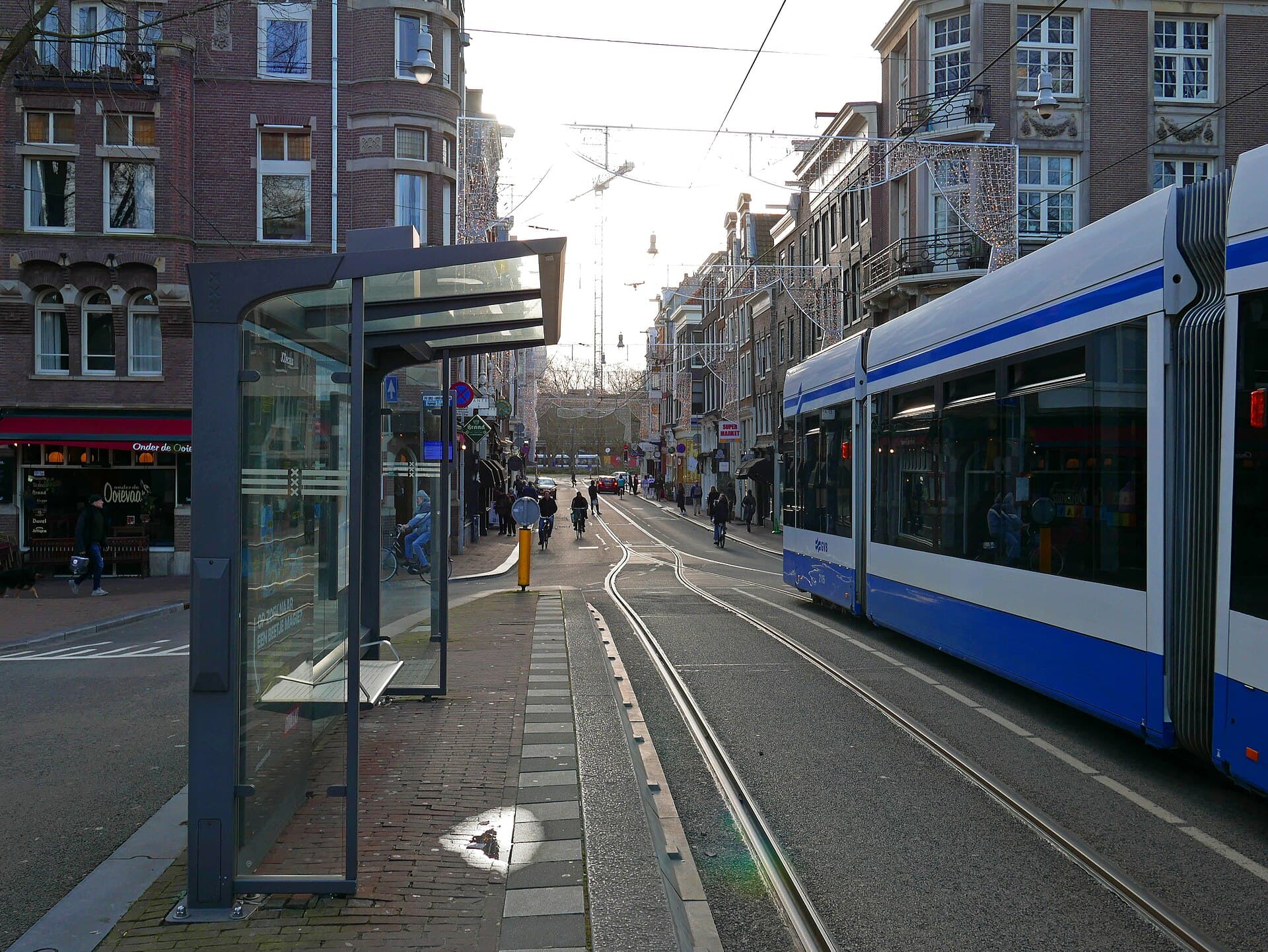 Amsterdam tram running along Utrechtsestraat
