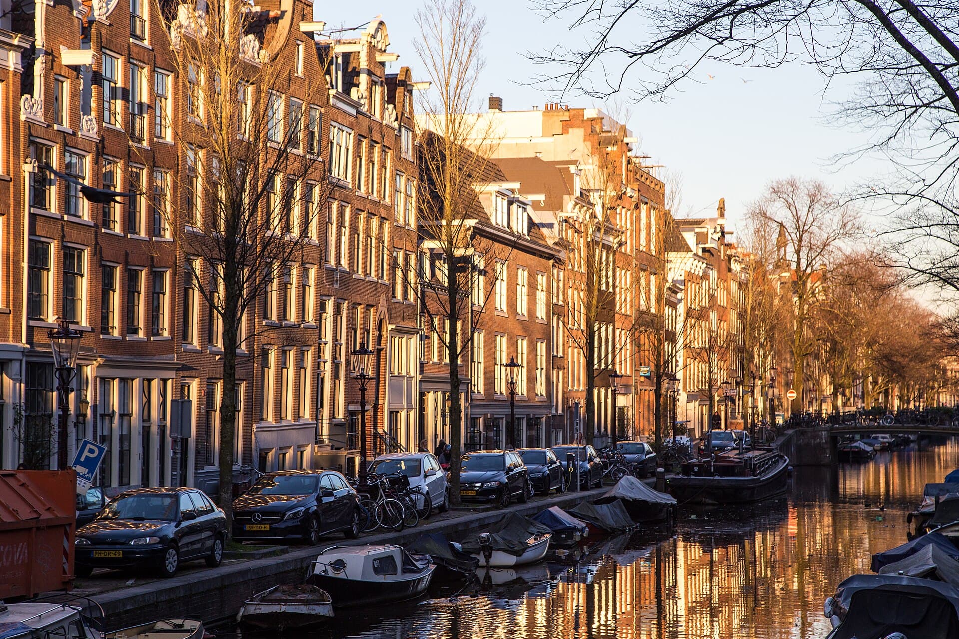 Quiet canal street in Amsterdam near the Jordaan