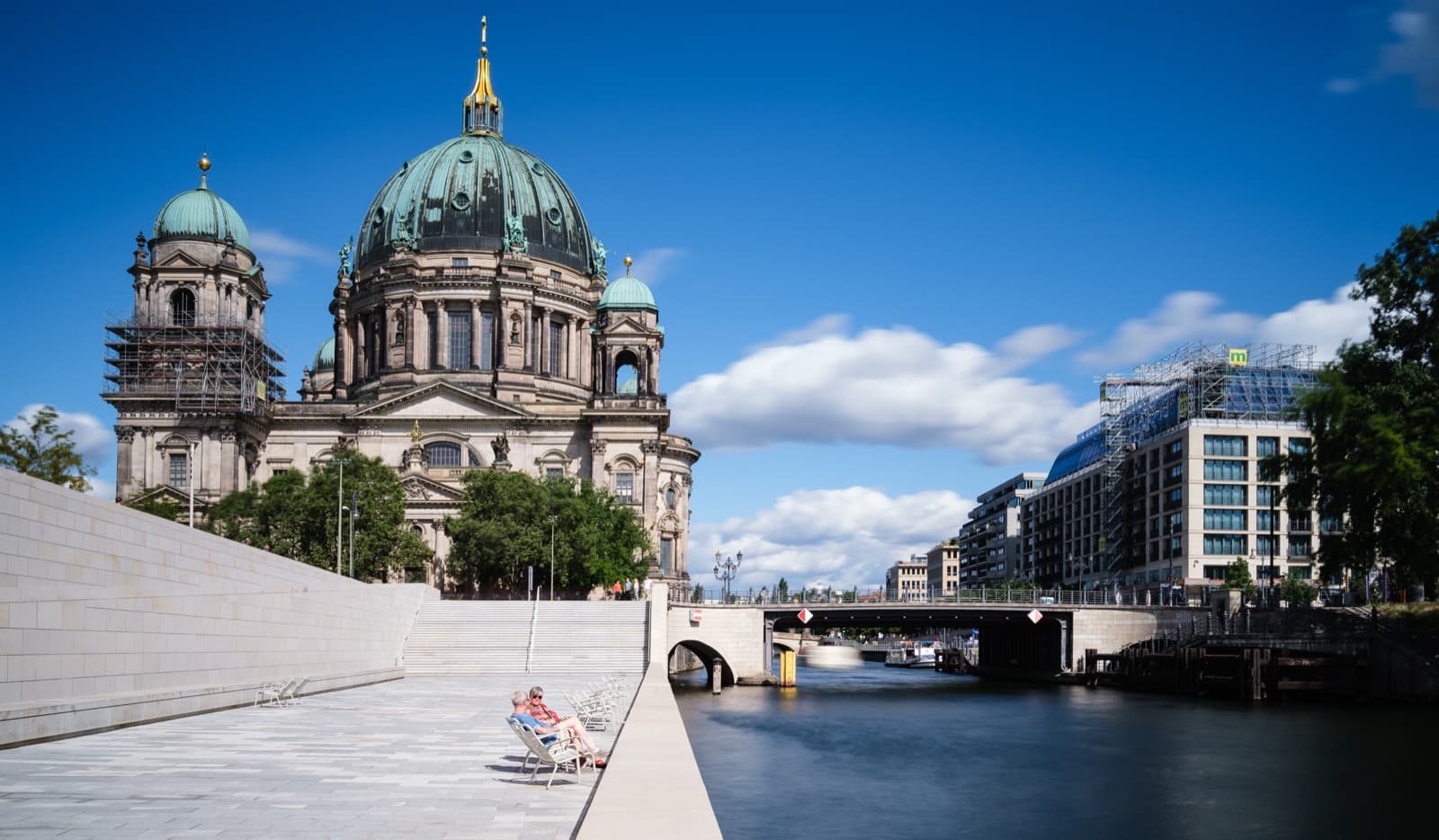 Berlin Cathedral and the Spree riverfront on a bright day in central Berlin