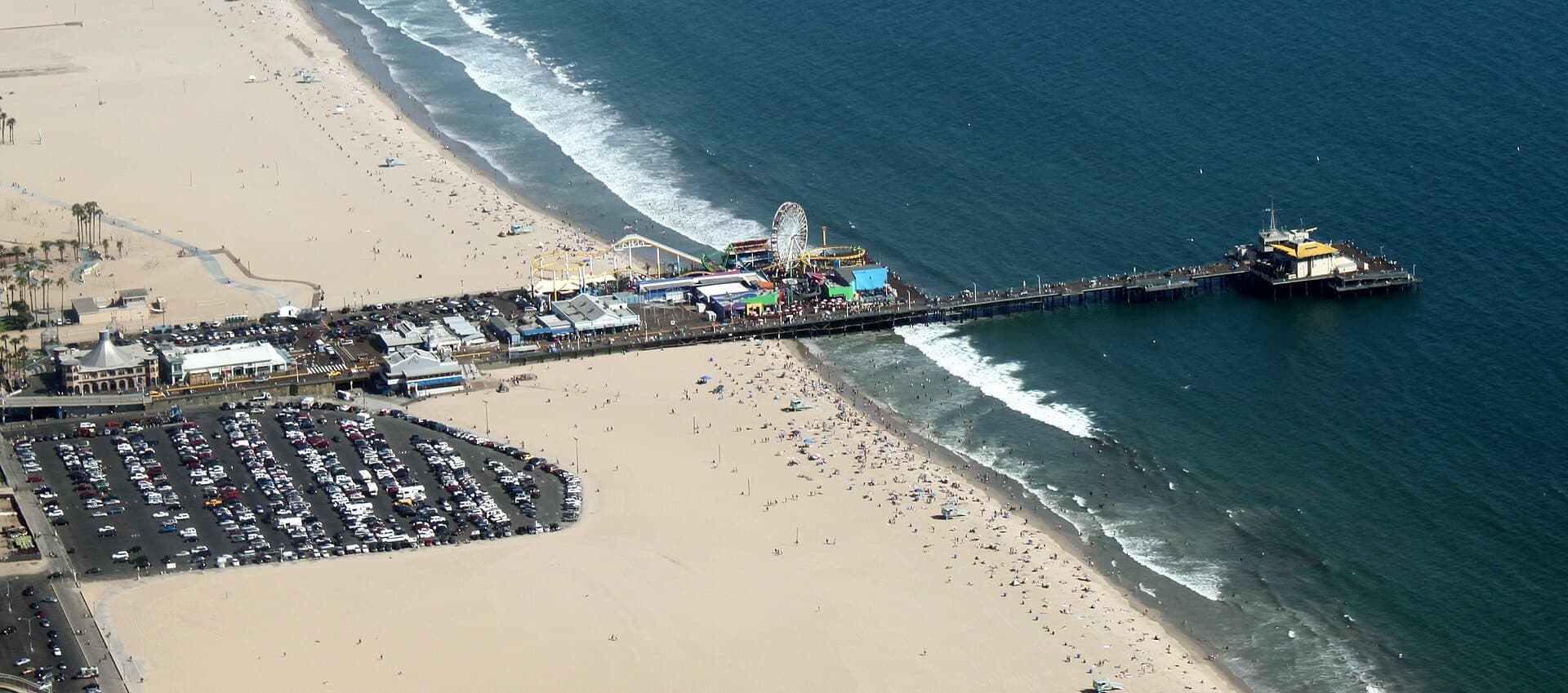 Santa Monica Pier and beach from above
