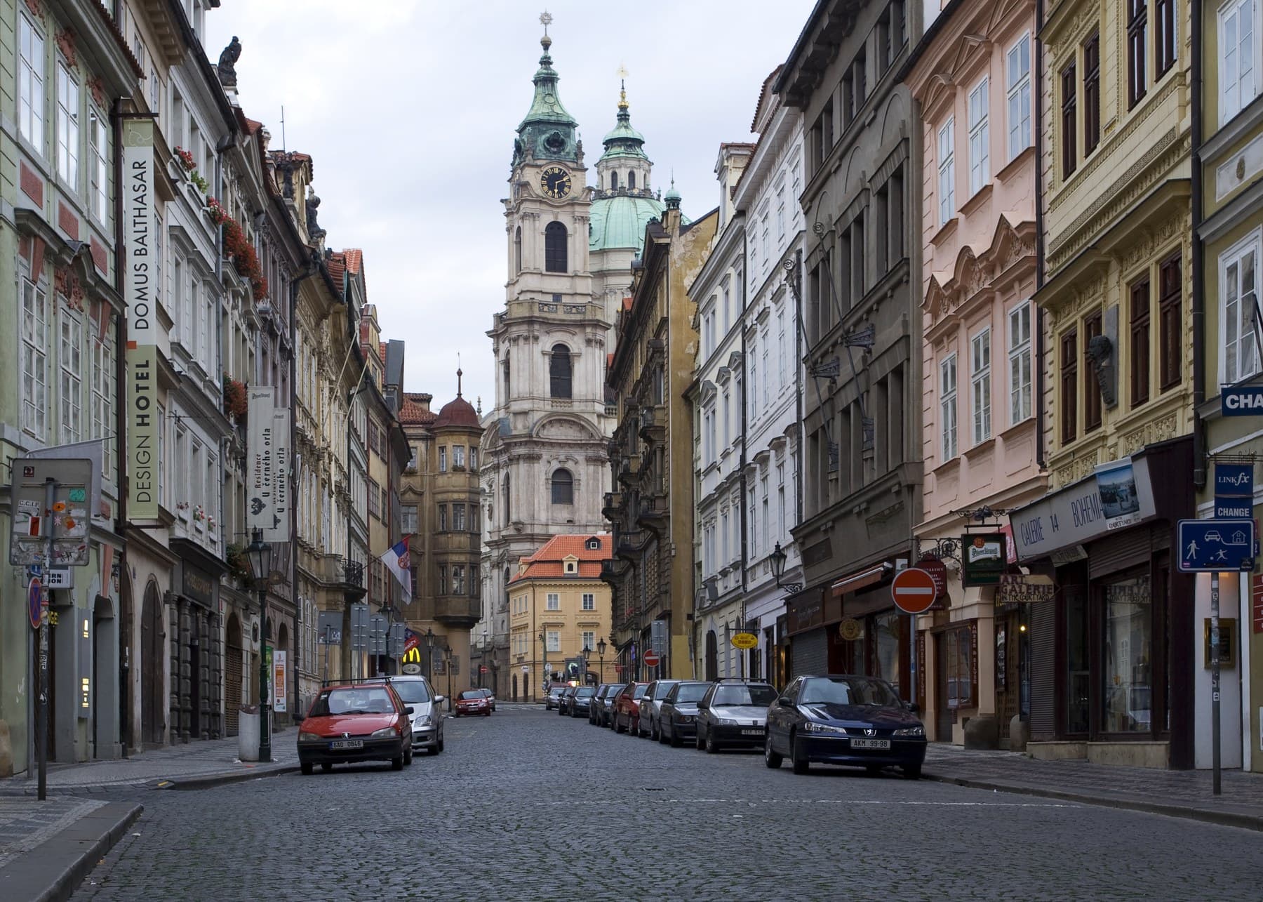 Mostecká street in Malá Strana near Charles Bridge in Prague