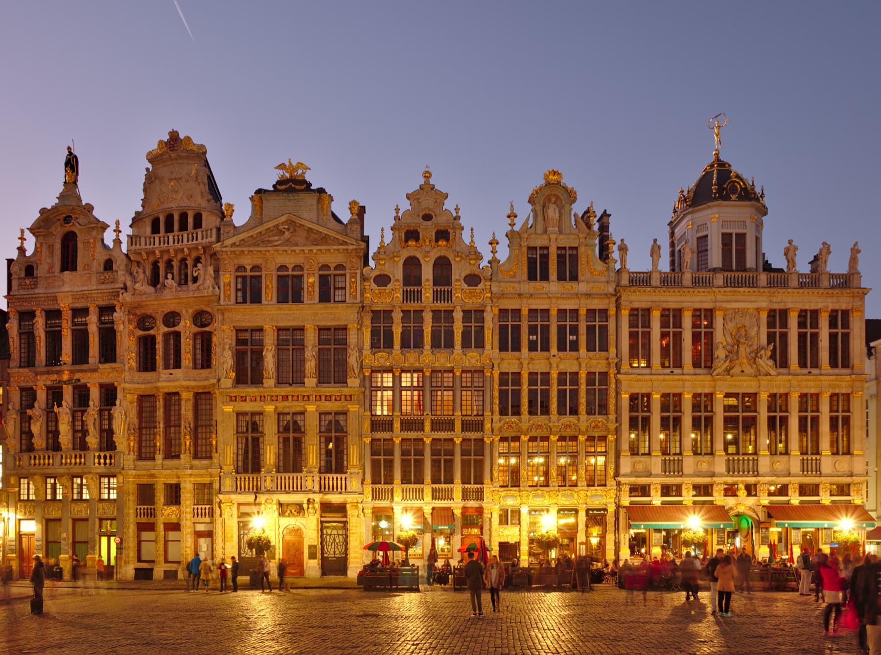 Grand Place buildings in Brussels at twilight