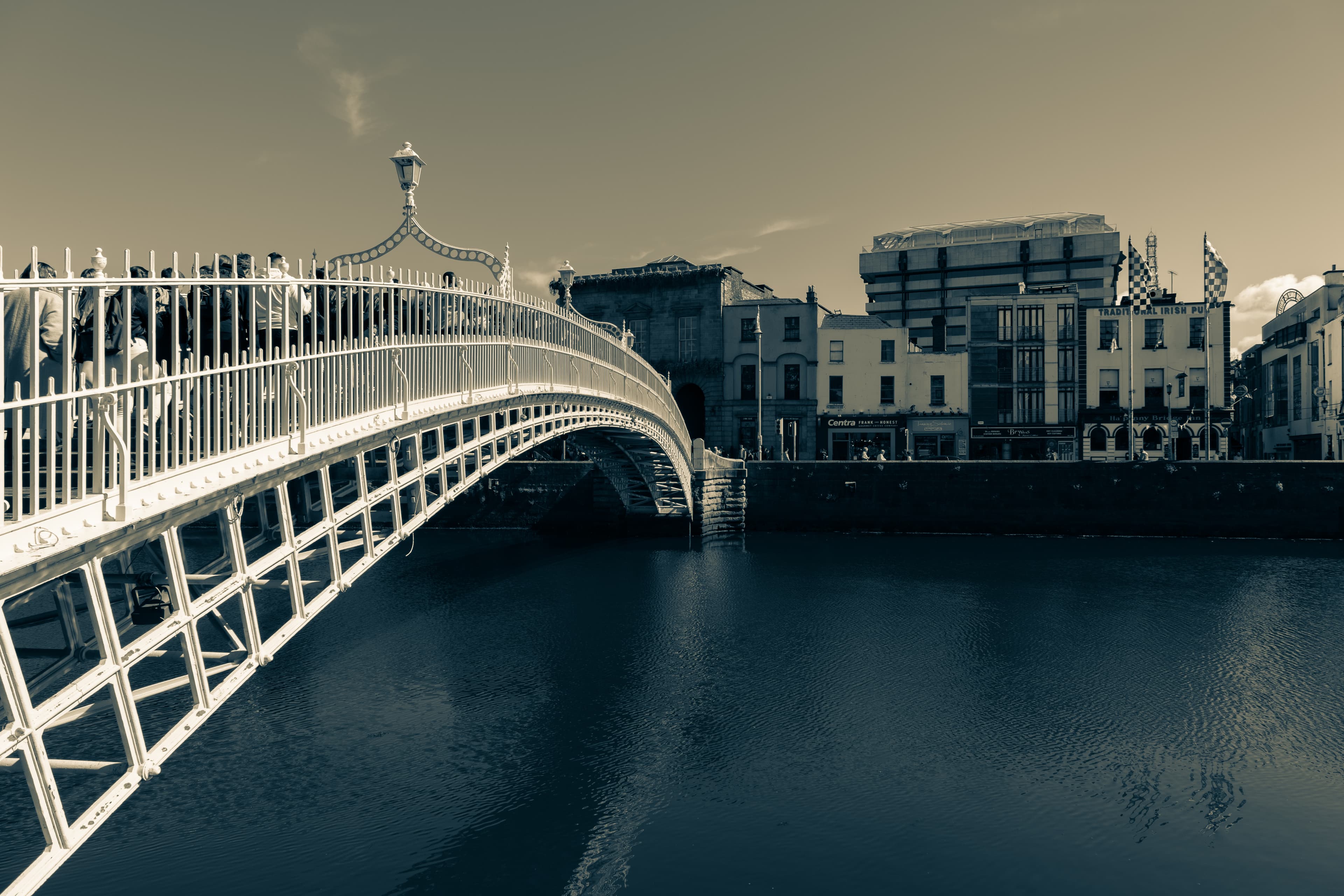 Ha'penny Bridge over the River Liffey in central Dublin