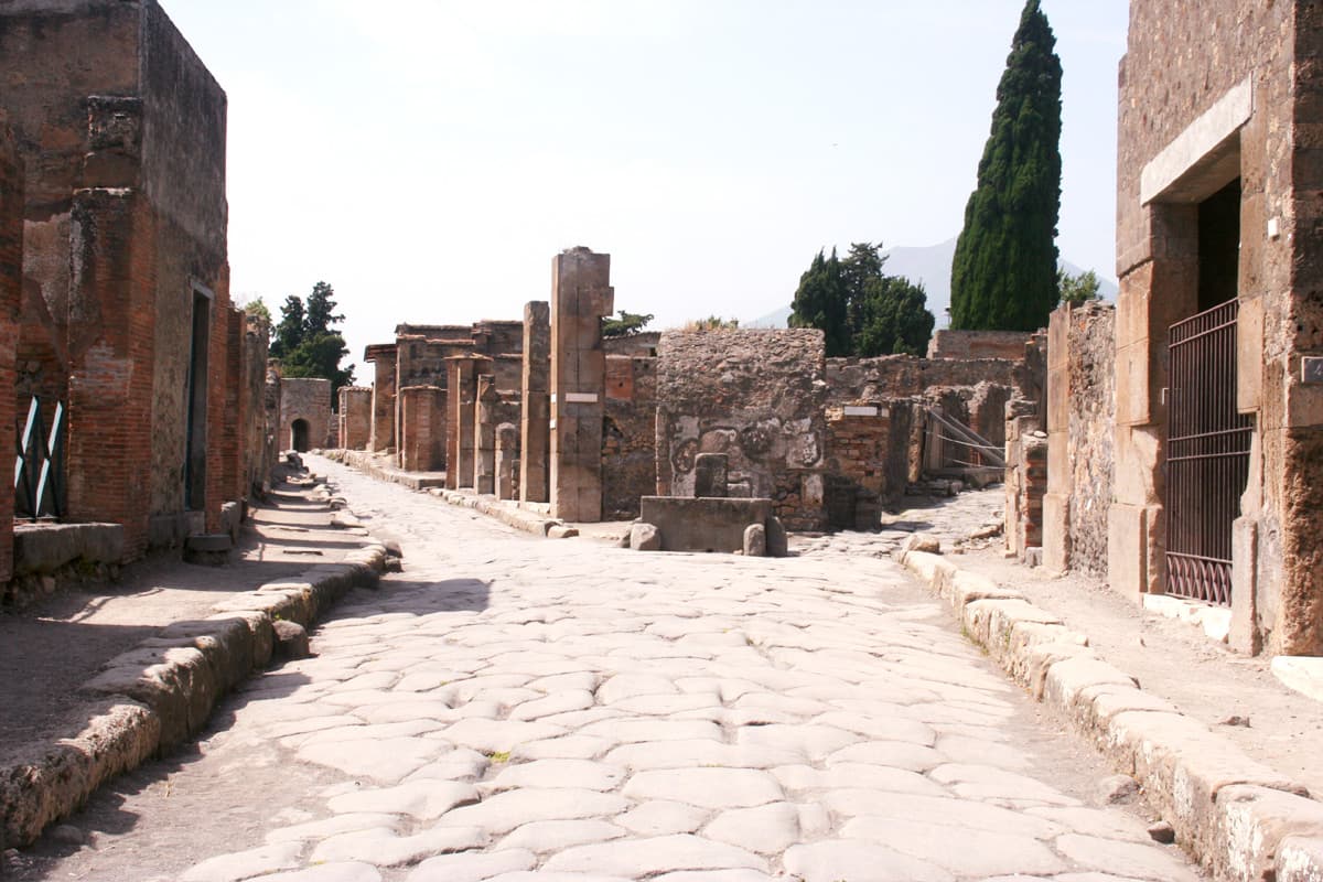 A stone street inside Pompeii near Naples